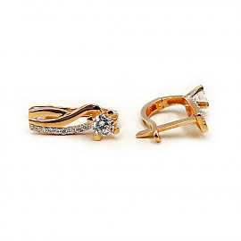 Серьги из золота красного с белым цвета с цирконом 01-200585532