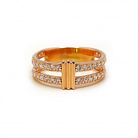 Кольцо из золота в красном цвете с цирконом 01-200748232