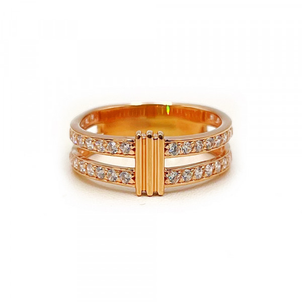 Каблучка з золота у червоному кольорі з цирконом