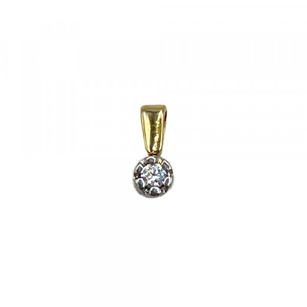 Золотий кулон жовтого з білим кольору з білим діамантом