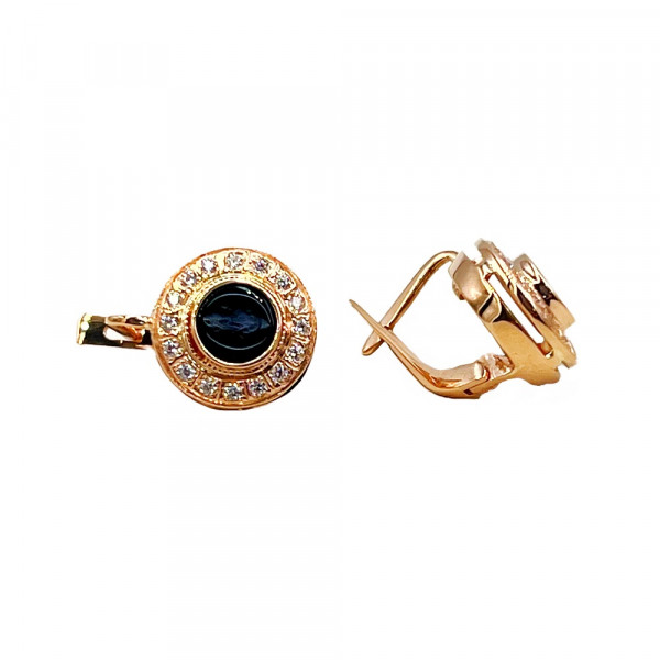 Серьги из золота в красном цвете с цирконом