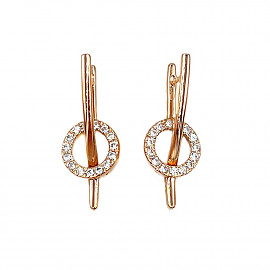 Сережки з червоного золота з цирконом 01-200788432