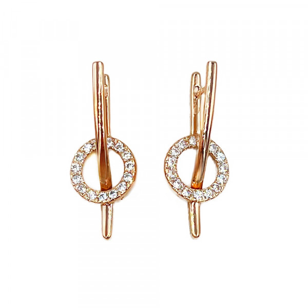 Сережки з червоного золота з цирконом