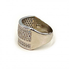 Каблучка з білого золота з цирконом 01-200819932