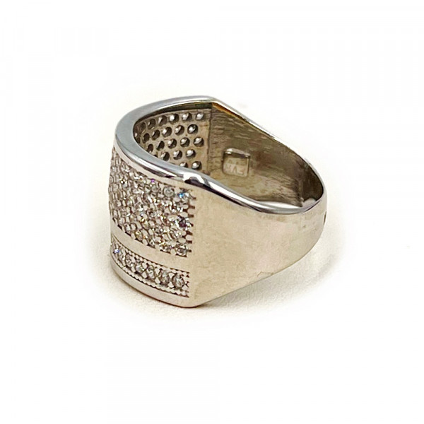 Каблучка з білого золота з цирконом