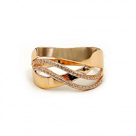 Каблучка з червоного золота з цирконом 01-200844432