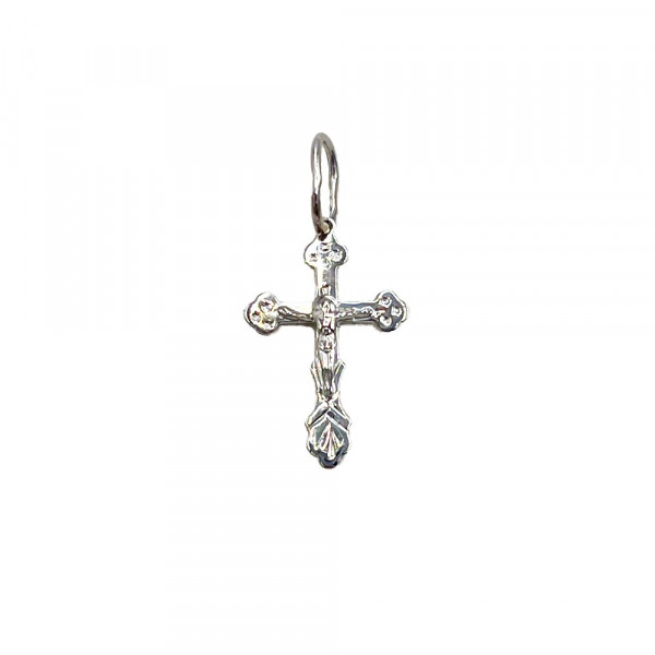 Хрестик з золота білого кольору