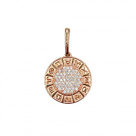 Золотий кулон у червоному кольорі з цирконом 01-200865632