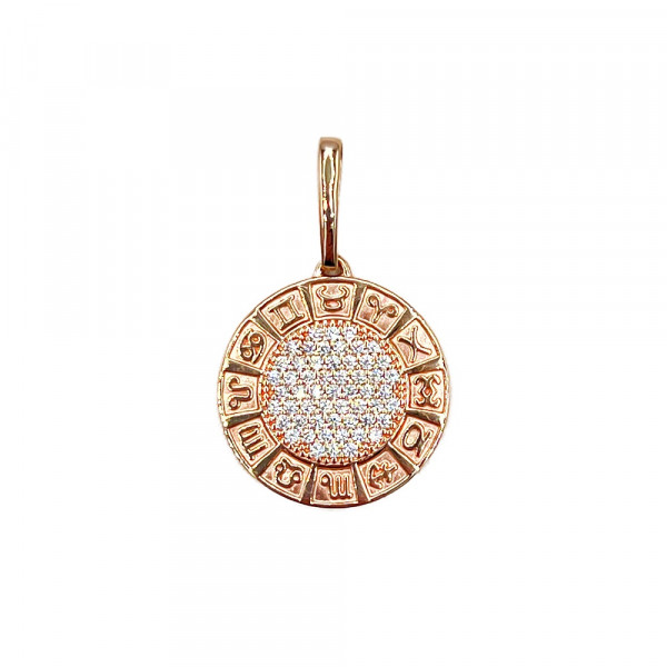 Золотий кулон у червоному кольорі з цирконом