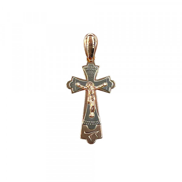 Хрестик з золота червоного з білим кольору