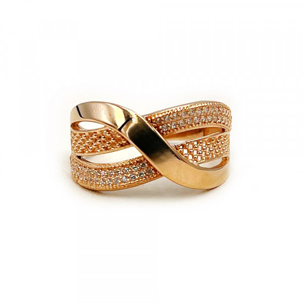 Золота каблучка червоного кольору з цирконом