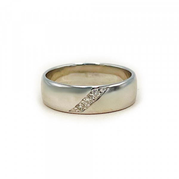 Каблучка з золота у білому кольорі з жовтими діамантами