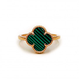 Каблучка з червоного золота з цирконом «Конюшина» 01-200922132