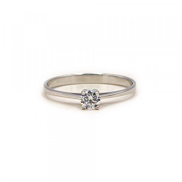 Золота каблучка у білому кольорі з цирконом