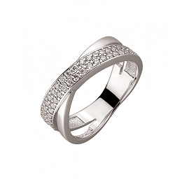 Каблучка з золота білого кольору з цирконом 01-200006933