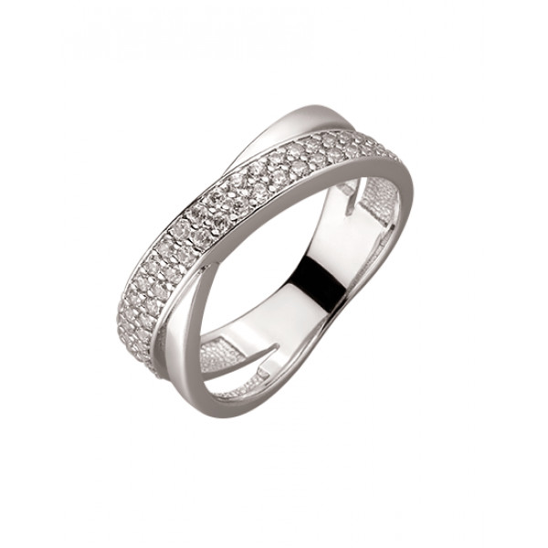 Каблучка з золота білого кольору з цирконом