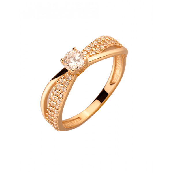 Кольцо из золота красного цвета с цирконом