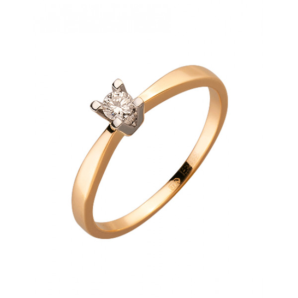 Каблучка з золота червоного з білим кольору з білим діамантом