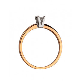 Каблучка з золота червоного з білим кольору з білим діамантом