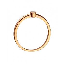 Золотое кольцо в красном цвете с белым бриллиантом