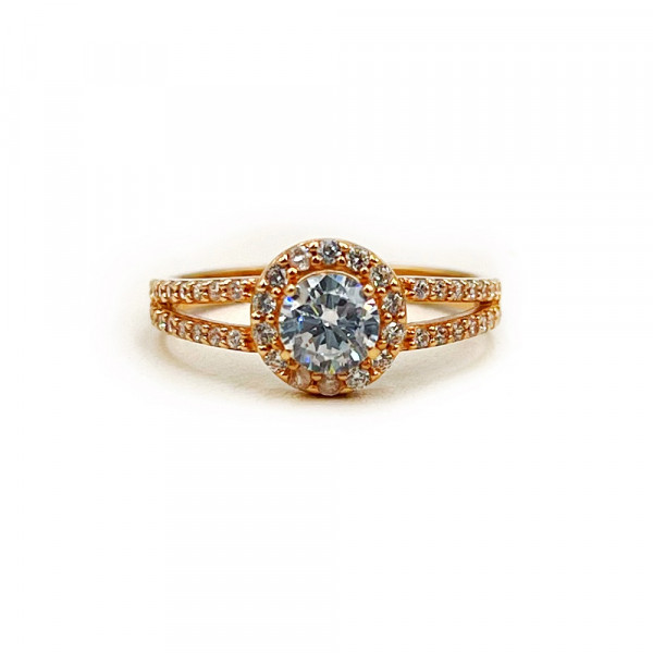 Каблучка з золота у червоному кольорі з цирконом