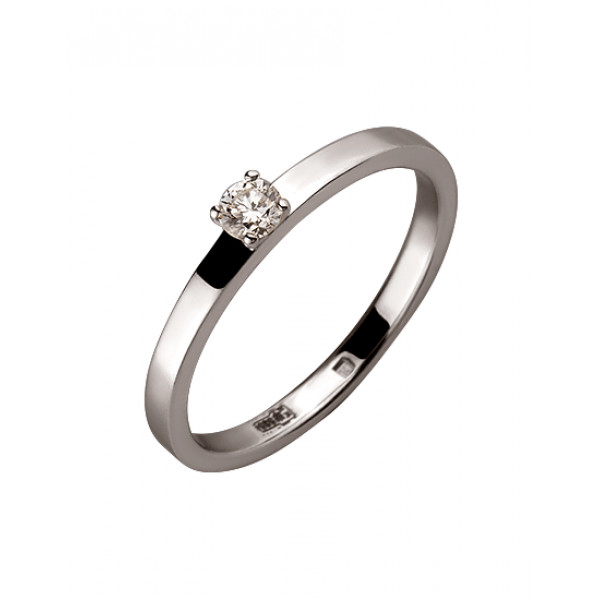 Кольцо из золота в белом цвете с белым бриллиантом