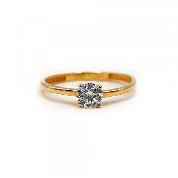 Кольцо из красного золота с цирконом