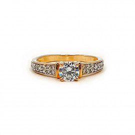 Кольцо из золота красного с белым цвета с цирконом 01-200214133