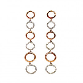 Золотые серьги красного с белым цвета с белыми бриллиантами 01-200246133