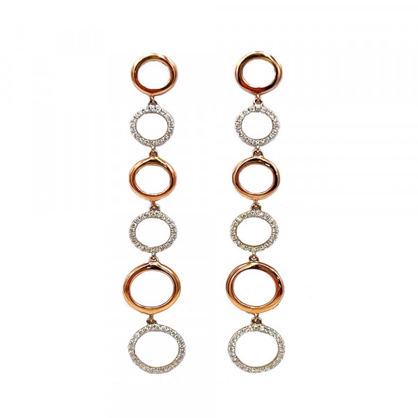 Золотые серьги красного с белым цвета с белыми бриллиантами