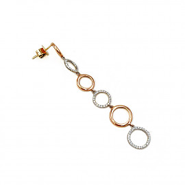 Золотые серьги красного с белым цвета с белыми бриллиантами