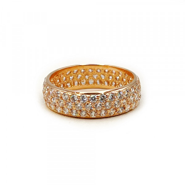 Золота каблучка червоного кольору з цирконом