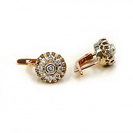 Серьги из золота красного с белым цвета с белыми бриллиантами 01-200781833