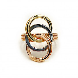 Каблучка з золота у червоному з жовтим та білим кольорі 01-200786333