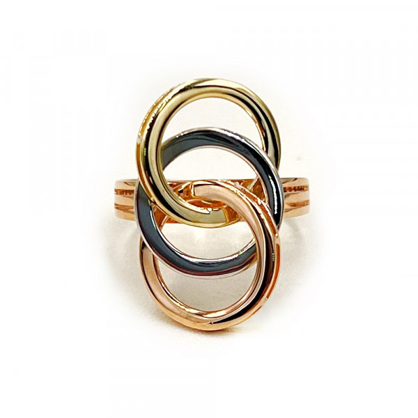Кольцо из золота в красном с желтым и белым цвете