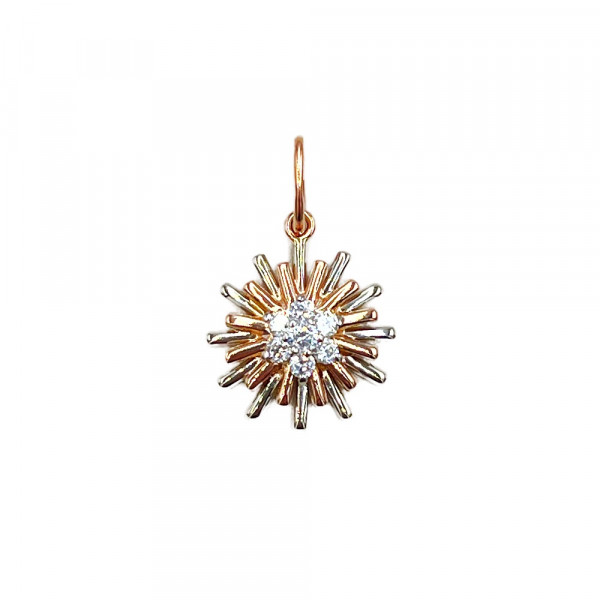 Кулон з золота у червоному з білим кольорі з цирконом