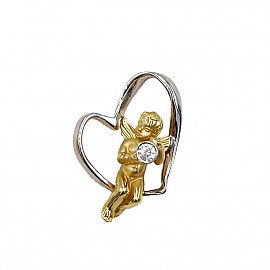 Кулон из золота с белым бриллиантом «Ангел» 01-200819833