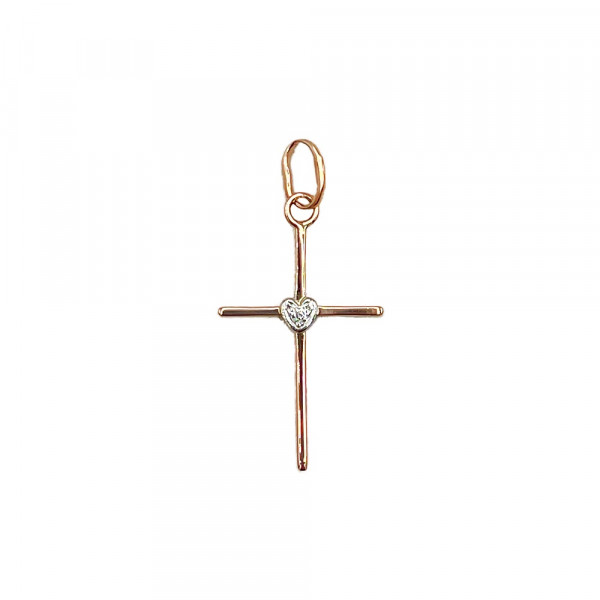 Крестик из золота с желтым бриллиантом