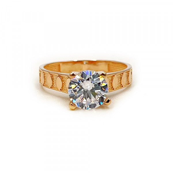 Каблучка з золота у червоному кольорі з цирконом