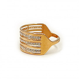 Золота каблучка червоного кольору з цирконом