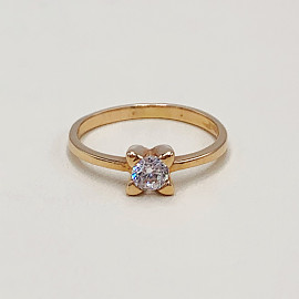 Золотое кольцо красного цвета с цирконом 01-19324634