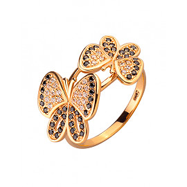 Кольцо из золота с цирконом «Бабочки» 01-200104734