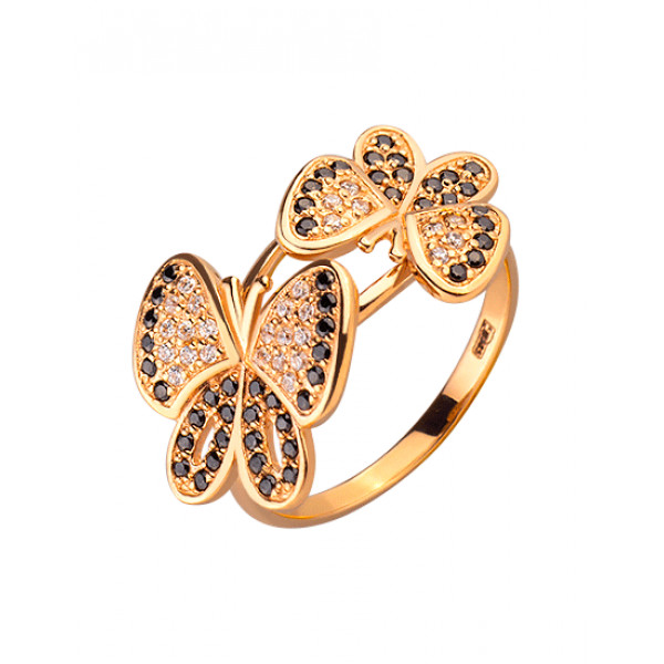 Кольцо из золота с цирконом «Бабочки»