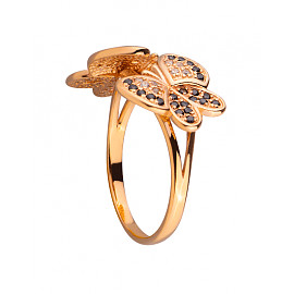 Кольцо из золота с цирконом «Бабочки»