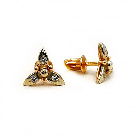 Золоті сережки червоного з білим кольору з цирконом 01-200155434