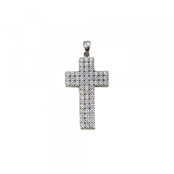 Золотий хрестик у білому кольорі з цирконом