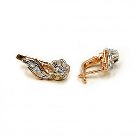 Золотые серьги с белыми бриллиантами 01-200768534
