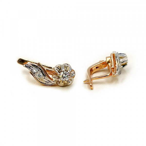 Золоті сережки з білими діамантами