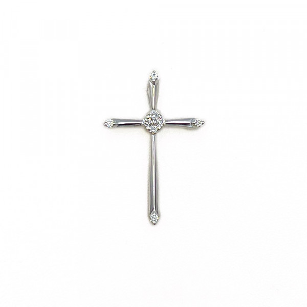 Золотий хрестик з білими діамантами