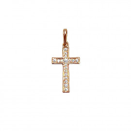 Крестик из золота красного цвета с цирконом 01-200786334